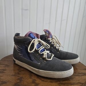 Inkkas Multicolor Suede Bald Eagle Print High-Top Hiking Camping Boot